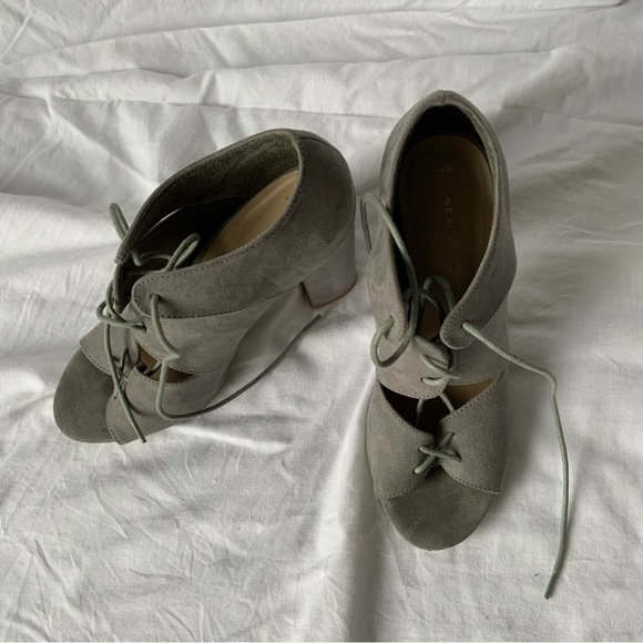 New Look UK brand gray block suede heels 8,5 (39eu) size - Picture 6 of 10